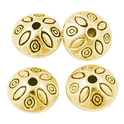 Античное Золото Тибетском стиле сплав Шарики прокладки, без кадмия, без никеля и без свинца, RONDELLE с цветком, античное золото , 9x9x6 мм, отверстие : 1.5 мм