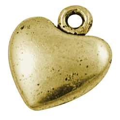 Античное Золото Подвески из сплава в тибетском стиле, сердце, без свинца и без кадмия, античное золото , 16x14x2 мм, отверстие : 1 мм