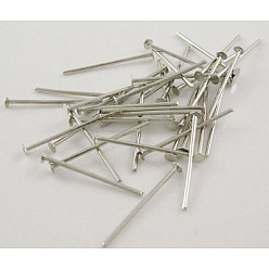 Platinum Brass Flat Head Pins, Cadmium Free & Nickel Free & Lead Free, Platinum Color, Size:  about 0.75~0.8mm thick(20 Gauge), 2.0cm long. about 4850pcs/500g, Head: 1.8mm