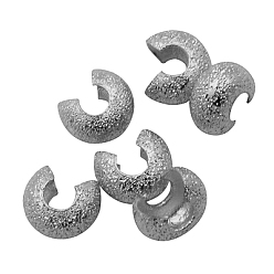 Platinum Brass Crimp Beads Covers, Nickel Free, Platinum, 4mm In Diameter, Hole: 2mm