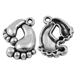 Античное Серебро Сплавочные подвески тибетского стиля, без кадмия, без никеля и без свинца, нога, античное серебро, 20x17x3 мм, отверстие : 1.5 мм
