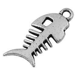 Античное Серебро Сплавочные подвески тибетского стиля, без кадмия, без никеля и без свинца, рыбьей костью, античное серебро, 26x11.5x2.5 мм, отверстие : 2.5 мм