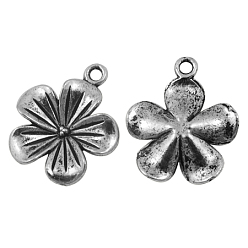 Античное Серебро Сплавочные подвески тибетского стиля, цветок, античное серебро, без свинца, без кадмии и без никеля, 23x20x4 мм, отверстие : 2 мм