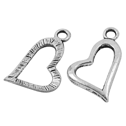 Antique Silver Valentines Gift Ideas for Her Tibetan Style Alloy Pendant, Heart, Cadmium Free & Lead Free & Nickel Free, Antique Silver, 20x11x2mm, Hole: 2mm