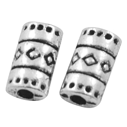 Antique Silver Tibetan Style Alloy Beads, Lead Free & Nickel Free & Cadmium Free, Tube, Antique Silver, 9x5x3mm, Hole: 2mm