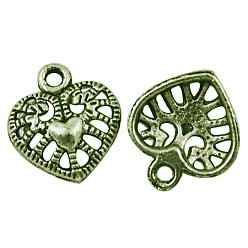 Античная Бронза Подвески из сплава в тибетском стиле, без кадмия, без никеля и без свинца, сердце, античная бронза, 14x12x3 мм, отверстие : 1.5 мм