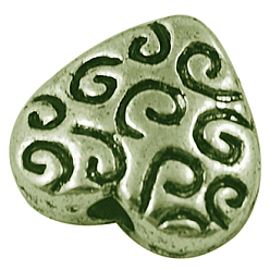 Античная Бронза Сплавочные овальные бусины тибетского стиля , сердце, без кадмия, без никеля и без свинца, античная бронза, 9x9x4 мм, отверстие : 1 мм