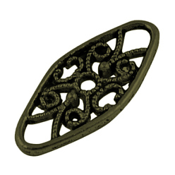 Античная Бронза Тибетского стиля ссылки / разъемы, овальные, без кадмия, без никеля и без свинца, античная бронза, 24x11x2 мм, отверстие : 2 мм