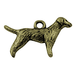Античная Бронза Подвески из тибетского сплава, лабрадор ретривер собака, без кадмия, без никеля и без свинца, античная бронза, 23x14.5x3 мм, отверстие : 2 мм