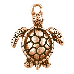 Красная Медь Подвески из сплава , без кадмия, без никеля и без свинца, Морская черепаха, красная медь, размер: около 23 мм длиной, шириной 16 мм , толщиной 2 мм , отверстие : 2 мм