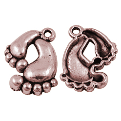 Красная Медь Сплавочные подвески тибетского стиля, без кадмия, без никеля и без свинца, нога, Красная медь, 20x17x3 мм, отверстие : 1.5 мм
