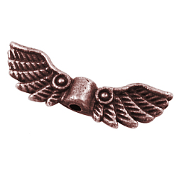 Красная Медь Сплавочные овальные бусины тибетского стиля , без кадмия, без никеля и без свинца, крыло, красная медь, Размер : длиной около 7 мм , шириной 21.5 мм , толщиной 3 мм , отверстие : 1.5 мм