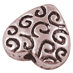 Красная Медь Сплавочные овальные бусины тибетского стиля , сердце, без кадмия, без никеля и без свинца, Красная медь, 9x9x4 мм, отверстие : 1 мм