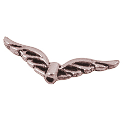 Красная Медь Сплавочные овальные бусины тибетского стиля , крыло, без кадмия, без никеля и без свинца, Красная медь, 22x8x3 мм, отверстие : 1 мм