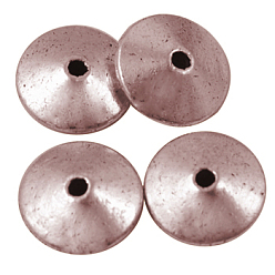 Red Copper Tibetan Style Alloy Bead Spacers, Disc, Red Copper, Lead Free & Cadmium Free & Nickel Free, 11.5x11.5x4.5mm, Hole: 1.5mm
