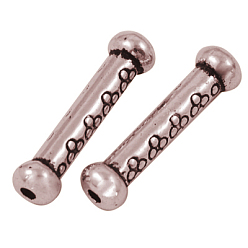 Красная Медь Сплавочные овальные бусины тибетского стиля , без кадмия, без никеля и без свинца, трубка, Красная медь, 22x5.5 мм, отверстие : 1.5 мм