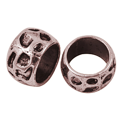 Красная Медь RONDELLE тибетском стиле шарики сплава, без свинца, без никеля и без кадмия, бусины с большим отверстием, Красная медь, 13x8 мм, отверстие : 10 мм.