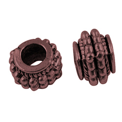Красная Медь Европейские бусины тибетского стиля , рондель, без кадмия, без никеля и без свинца, Красная медь, 9x6.8 мм, отверстие : 4.2 мм