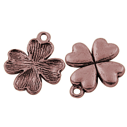 Красная Медь Подвески из сплава в тибетском стиле , клевер, без кадмия, без никеля и без свинца, Красная медь, 21x17.5x2.5 мм, отверстие : 1.5 мм