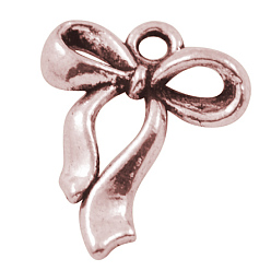 Красная Медь Сплавочные подвески тибетского стиля, бантом, без свинца и без кадмия, Красная медь, 23x18x4 мм, отверстие : 2.5 мм