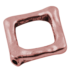 Red Copper Tibetan Style Alloy Bead Frame, Rhombus, Cadmium Free & Nickel Free & Lead Free, Red Copper, 16x16x2mm, Hole: 1mm