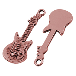Красная Медь Подвески из сплава в тибетском стиле , гитар, без свинца и без кадмия, Красная медь, 31x11x2 мм, отверстие : 2 мм