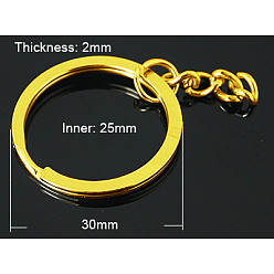 Golden Iron Split Key Rings, Golden, 30x2mm, Inner Diameter: 25mm