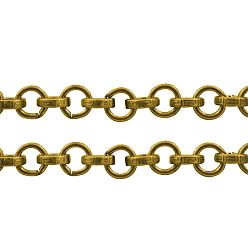 Золотой Роло железа цепи, отрыгивающая цепь, несварные, с катушкой, золотые, ссылка: 7 мм диаметром, толщиной 2 мм , около 164.04 футов (50 м) / рулон