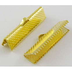 Golden Iron Ribbon Crimp Ends, Golden, 8x35mm, Hole: 1mm