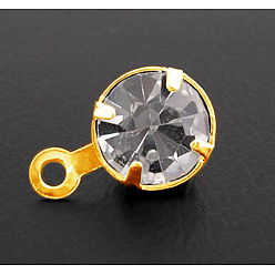 Золотой Подвески латунные горный хрусталь, без никеля , плоско-круглые, золотые, 6.5x4.3 мм, отверстие : 0.8 мм