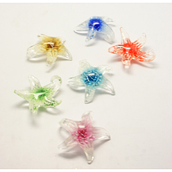 (52) Непрозрачная лаванда Подвески лэмпворк ручной работы, звезда, разноцветные, 50x47x15 мм