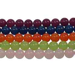 Mixed Color Natural Gemstone Beads Strands, Dyed, White Jade, Round, Mixed Color, 4mm, Hole: 0.5mm, about 90pcs/strand, 15 inch