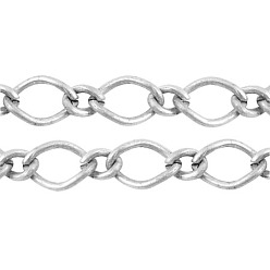 Platinum Iron Handmade Chains Figaro Chains Mother-Son Chains, Unwelded, Platinum Color, with Spool, Mother link: 7x10mm, Son link: 4x6mm, 1.2mm thick, about 164.04 Feet(50m)/roll