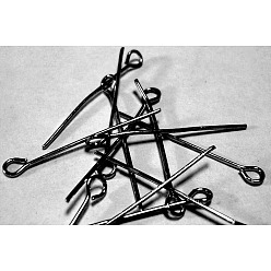 Черный Цвет Металла Железный штифт, без кадмия и без свинца, металлический черный , 20x0.7 мм, отверстие : 2 мм, Около 9700 шт / 1000 г