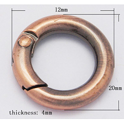 Red Copper Alloy Spring Gate Rings, O Rings, Red Copper, 6 Gauge, 20x4mm, Inner Diameter: 12mm
