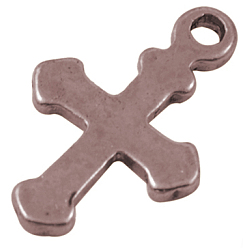 Красная Медь Подвески из сплава , без кадмия и без свинца, крестик, Красная медь, 19x12.5x1.5 мм, отверстие : 2 мм