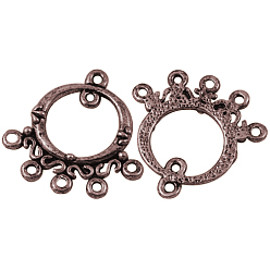 Красная Медь Коннекторы тибетского стиля, для люстры, без свинца и без кадмия, кольцо, Красная медь, 26x25x2 мм, отверстие : 1.5 мм