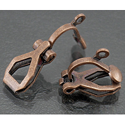 Красная Медь Латунные серьги с клипсами, для не проколотых ушей, без никеля , Красная медь, 13x6x7 мм, отверстие : 1 мм