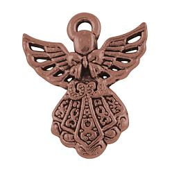 Red Copper Alloy Pendants, Cadmium Free, Nickel Free and Lead Free, Angel, Red Copper, 43x37x4mm, Hole: 5mm