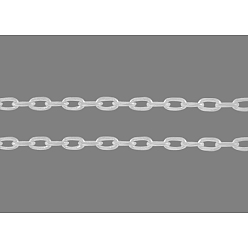 Серебро Латунные кабельные цепи, несварные, с катушкой, овальные, без кадмия и без свинца, серебряные, 5x2x1 мм, около 301.83 футов (92 м) / рулон