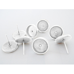 Серебро Латунь настройки серьга, серебряный цвет гальваническим, лоток : 10 мм, 12x0.8 мм