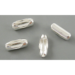 Серебро Латунные соединения шаровой цепи, серебряный цвет гальваническим, 10x4 мм, подходит для шариковой цепи 3.2 мм