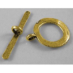 Античное Золото Застежки тоггл в тибетском стиле , античное золото , без свинца и без кадмия, античное золото , 21x17 мм, отверстие : 2 мм