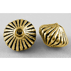 Античное Золото Тибетском стиле сплав Шарики прокладки, без кадмия, без никеля и без свинца, двухконусные, античное золото , 7.5x4.6 мм, отверстие : 1 мм