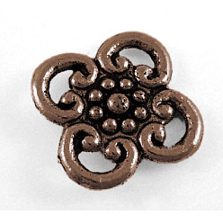 Красная Медь Подвески из сплава в тибетском стиле, без свинца и без кадмия, цветок, Красная медь, шириной около 13.2 мм, 13.2 мм длиной, толщиной 1.5 мм , отверстие : 3.5 мм