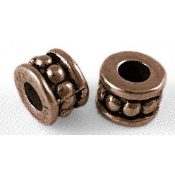 Красная Медь Бусины тибетского стиля , цинковых сплавов, без свинца и без кадмия, колонка, красная медь, 6x4.5 мм, отверстие : 2.5 мм