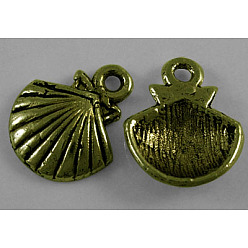 Античная Бронза Подвески из сплава в тибетском стиле, без кадмия, без никеля и без свинца, оболочка, античная бронза, 14x11.8x2.8 мм, отверстие : 2 мм