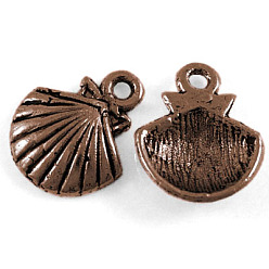 Красная Медь Подвески из сплава в тибетском стиле, без кадмия, без никеля и без свинца, оболочка, Красная медь, 14x11.8x2.8 мм, отверстие : 2 мм