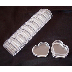 Clear Heart Shape Plastic Beads Storage Container, Clear, 3.1x3.7x1.8cm, Capacity: 3ml(0.1 fl. oz)