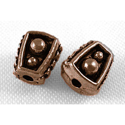 Красная Медь Сплавочные овальные бусины тибетского стиля , без свинца, без никеля и без кадмия, трапециевидные, красная медь, 6x5x4 мм, отверстие : 1 мм